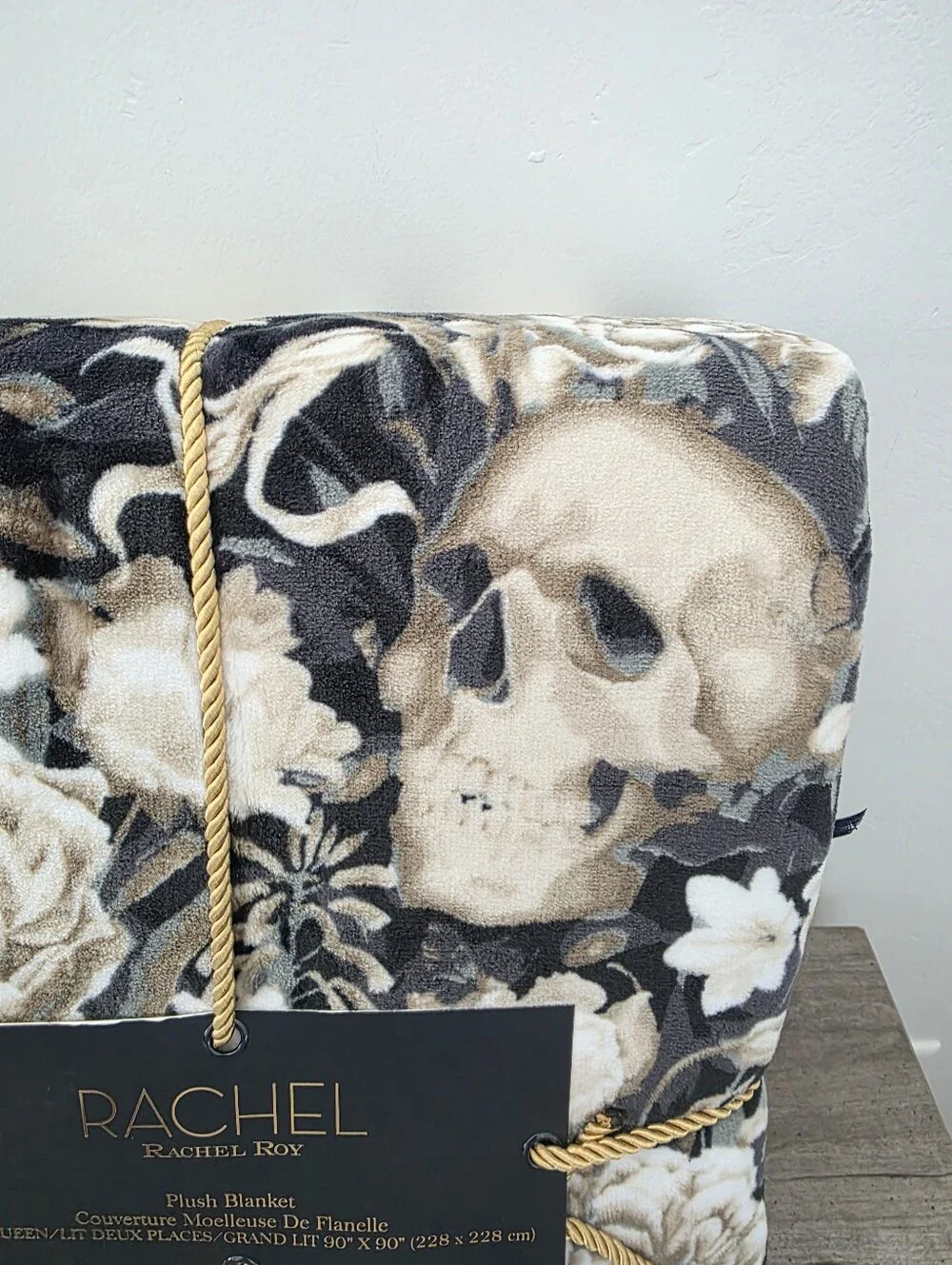 Rachel Roy Plush Blanket Full/Queen Skull Floral New Viral